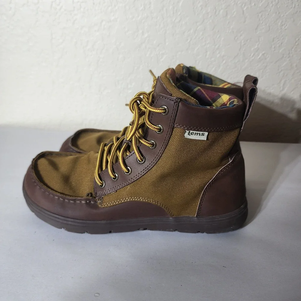 Lems Boulder Boot Buckeye Brown Nylon Leather Minimalist Barefoot Mens 43 US 10
